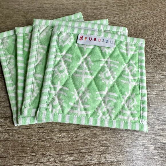 Furbish Studio Flower Quilted Mint Coasters Set of 4 BRAND NEW Cottage Core Boho - Picture 3 of 5